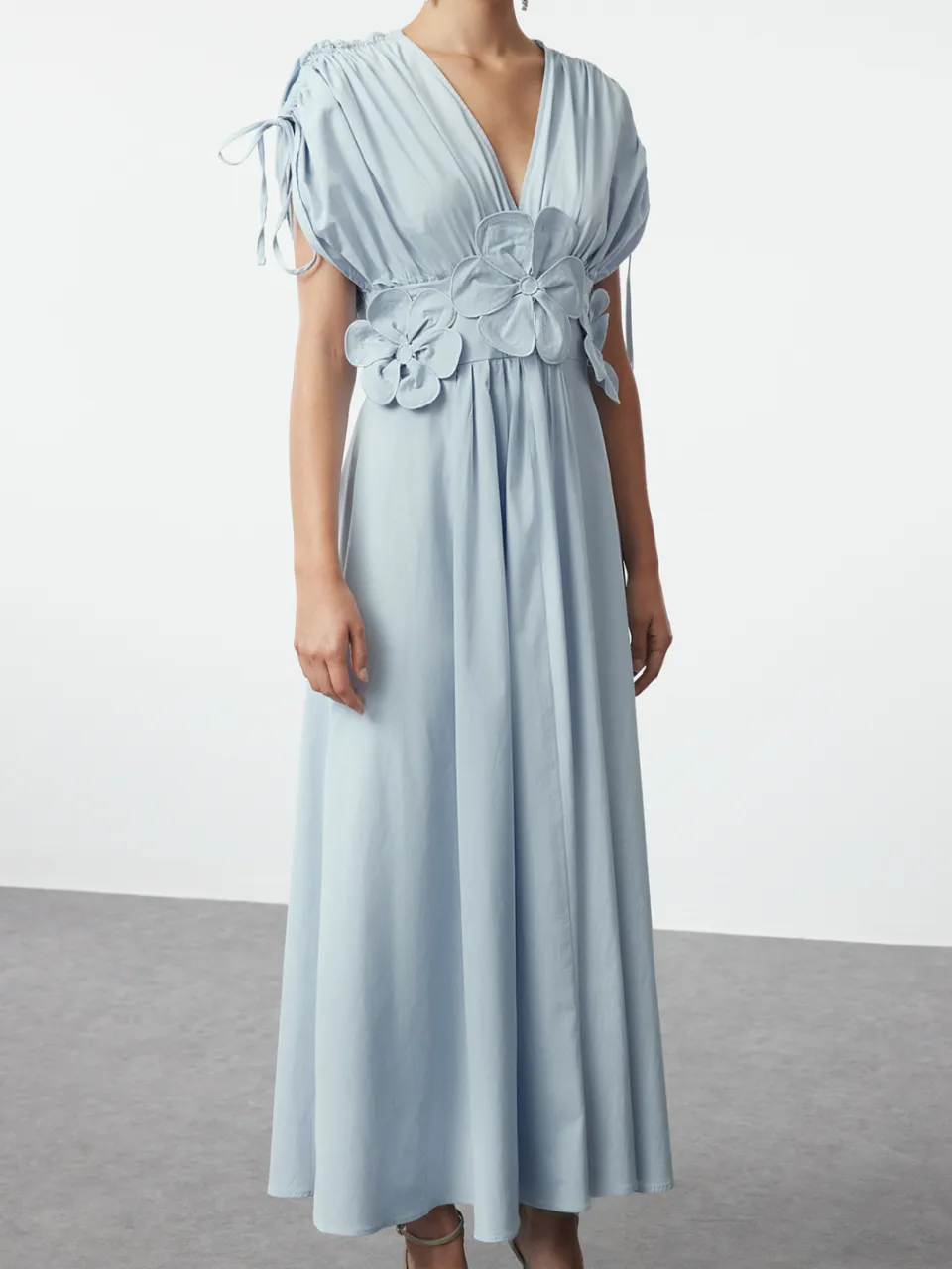 Trendyol TRENDYOLMİLLA Dames Donkerblauw Effen Maxi Mouwloos Stijlvol/Avond Skater Jurken blauw, foto 2