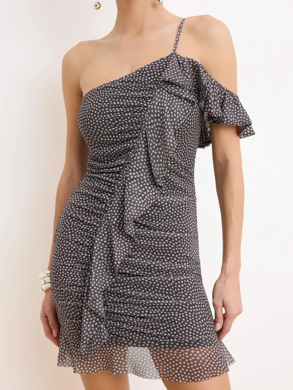 Trendyol TRENDYOLMİLLA Dames Blauw Stippen Kort / Mini Mouwloos Stijlvol/Avond Bodycon Jurken, foto 2
