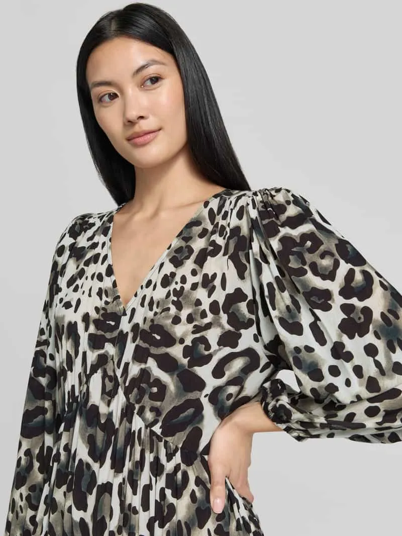 monari maxi-jurk van viscose met volantzoom donkerbruin, foto 3