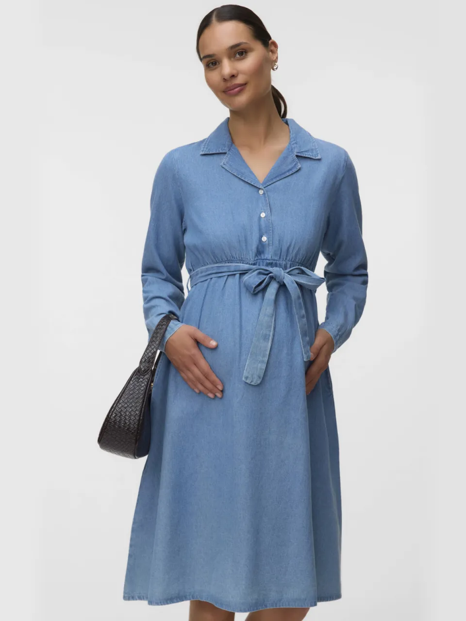 Mamalicious zwangerschapsspijkerjurk met ceintuur mediumblauw medium blue denim, foto 5