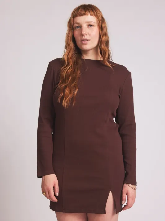 Baìge the Label dames vegan Jurk Brandi Donkere Chocolade Bruin