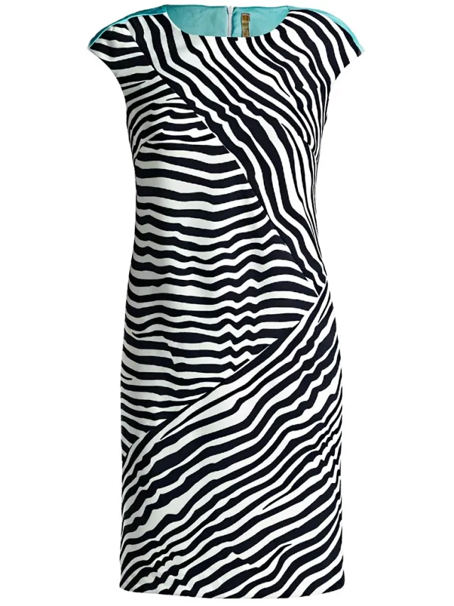 Conquista Mouwloze gestreepte jurk marineblauw
