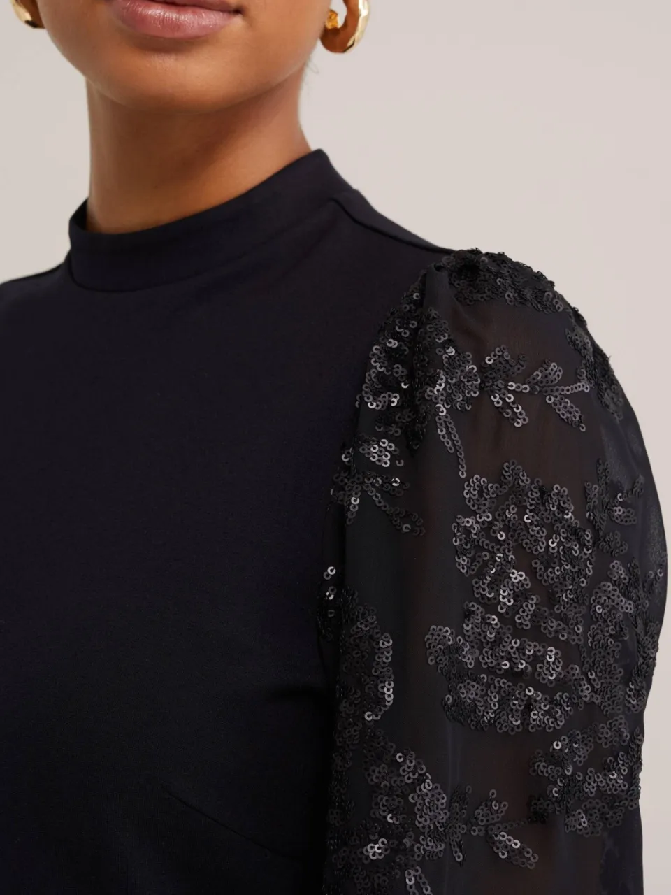 WE Fashion korte glitterjurk met pailletten - zwart, foto 4