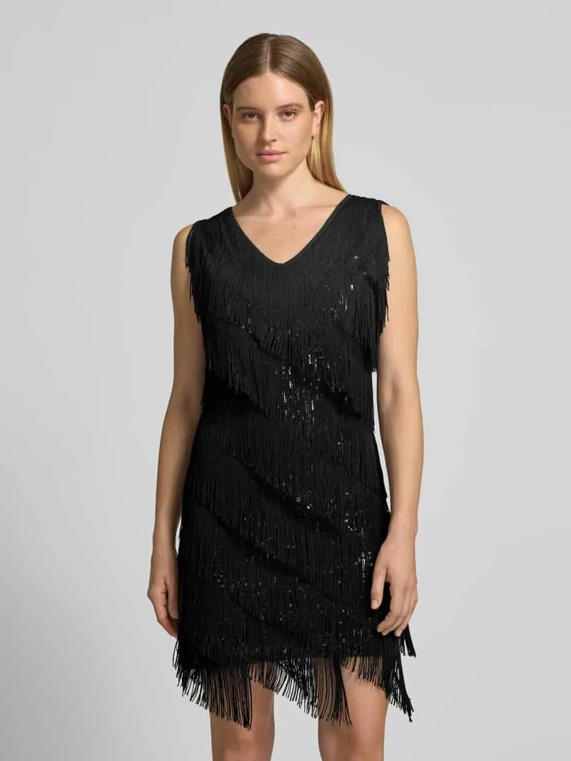 Apricot Mini-jurk met franjes afwerking zwart, foto 4