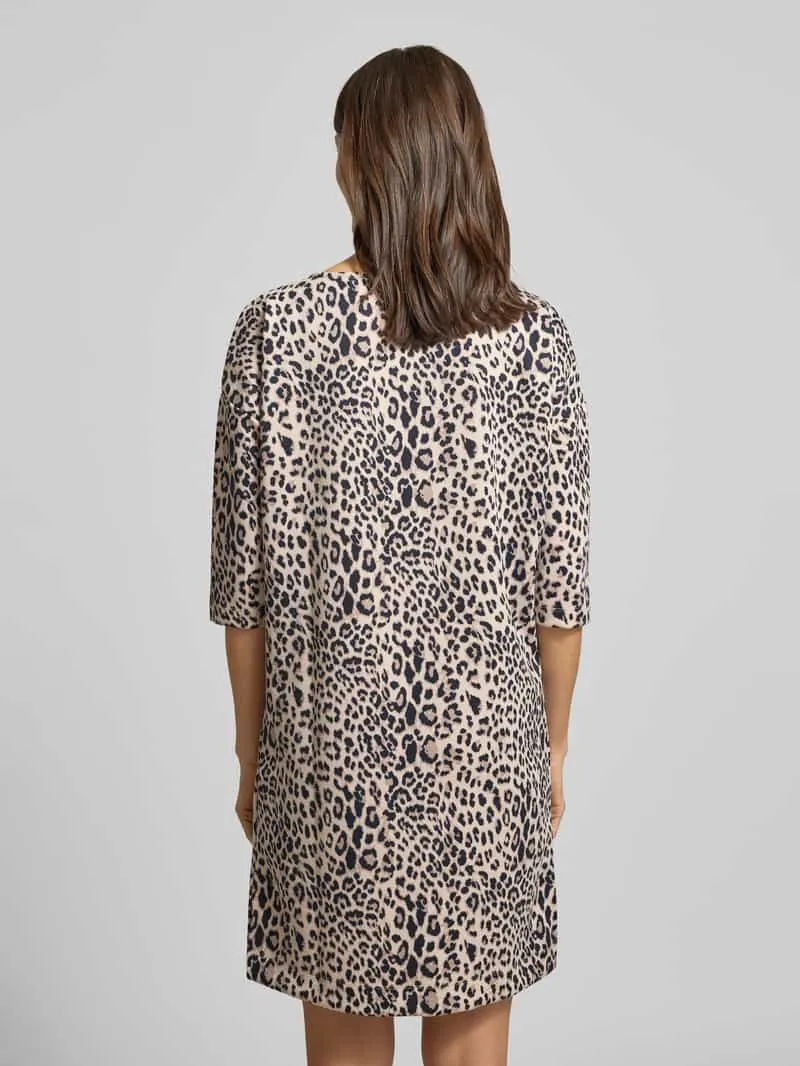 Christian Berg Woman Jurk met effen design en dierenprint zand, foto 3