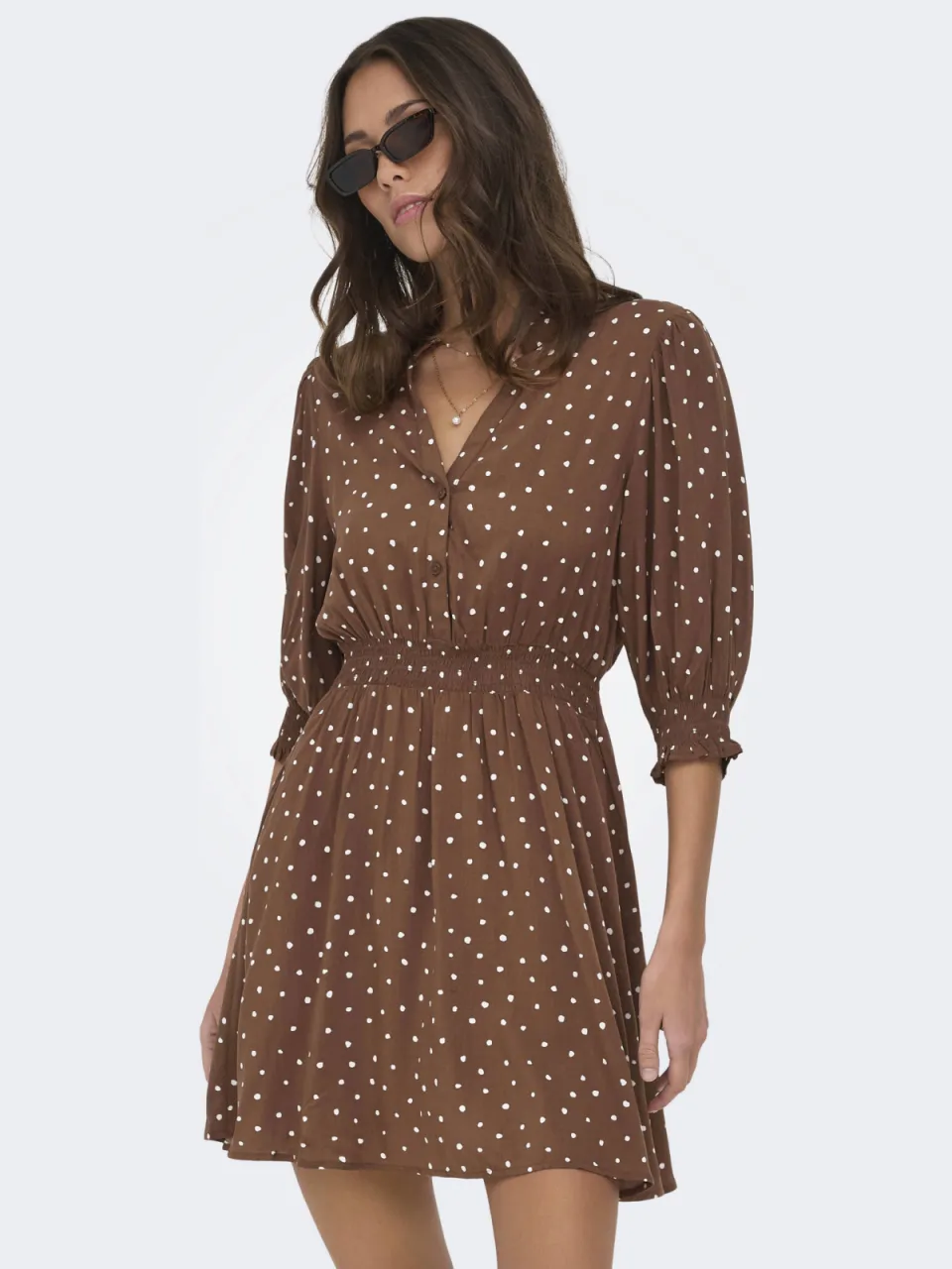 Only blousejurk met stippen bruin, foto 5