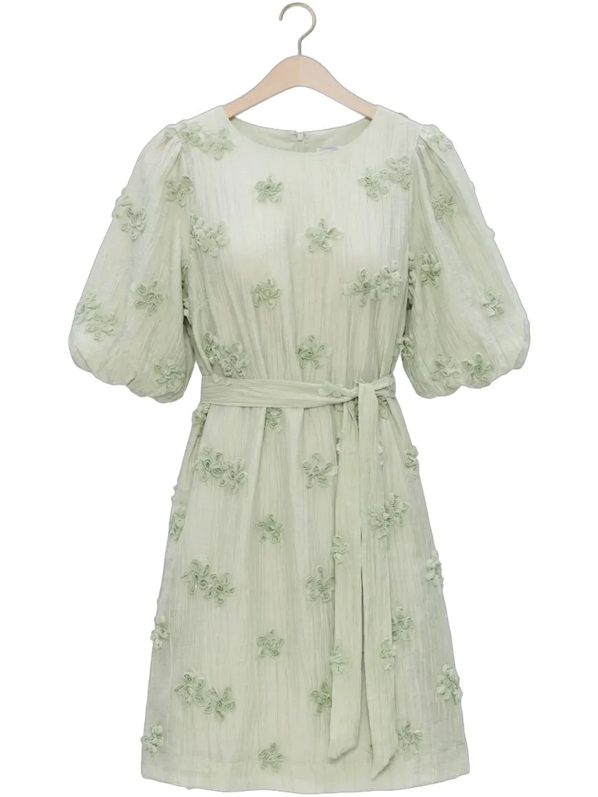 JANSEN Amsterdam Dames Jurken Roxy Jurk 3df1 596 Short Puffed Sleeve 3d Flowers - Mint, foto 2