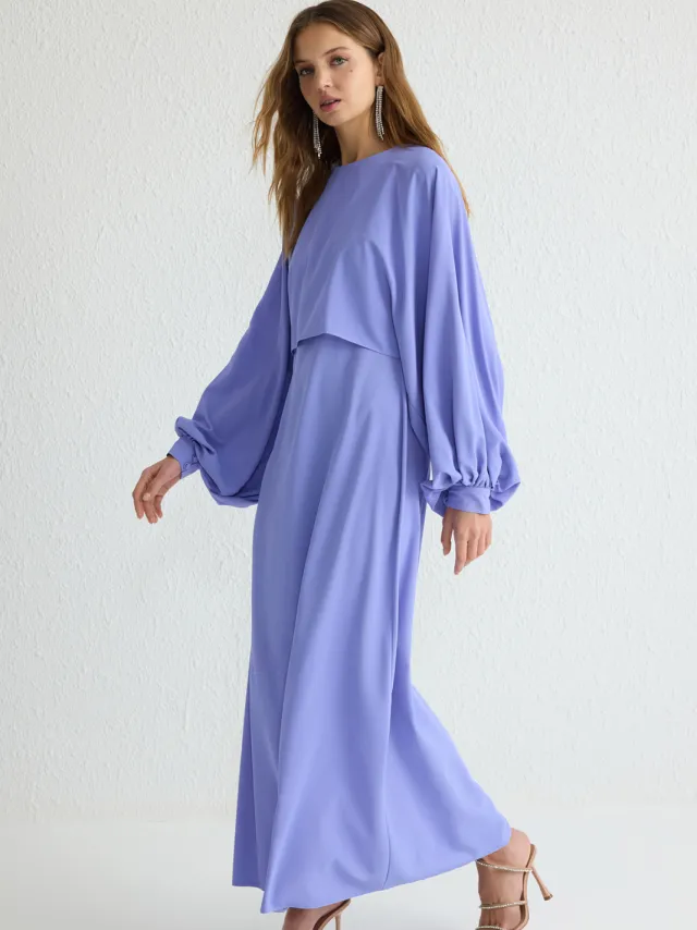Trendyol Modest Dames Paars Effen Maxi Lang Stijlvol/Avond Recht Modest Avond Jurken