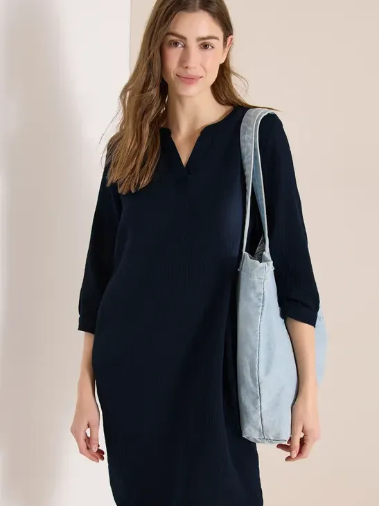 cecil Knielange jurk van mousseline Blauw