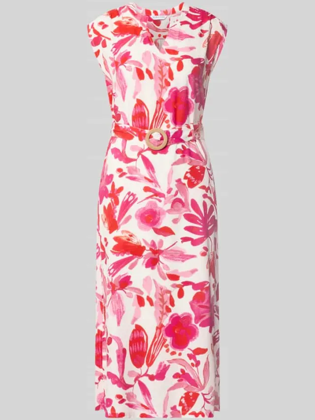ZABAIONE Midi-jurk van viscose met riem model 'An44na' felroze, foto 2