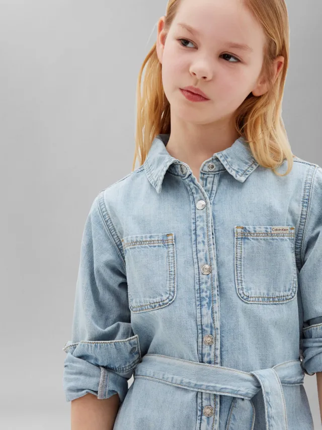 Calvin Klein spijkerjurk met ceintuur lichtblauw andrew wash, foto 4