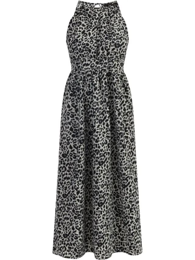 Faina Maxi-jurk met luipaardprint Grijze Leeuw