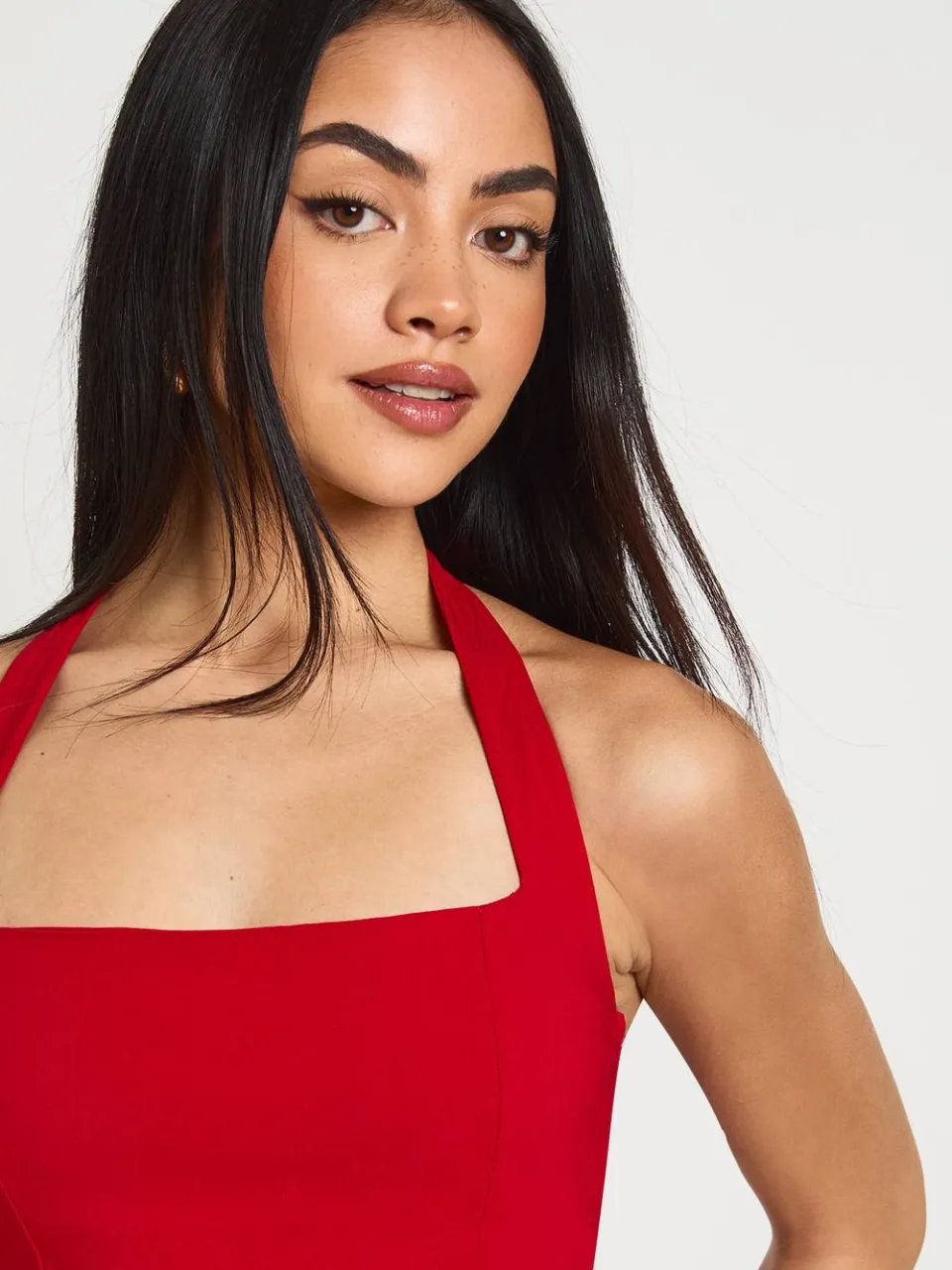 boohoo Dames Bengaline Vierkante Hals Skater Jurk rood, foto 4