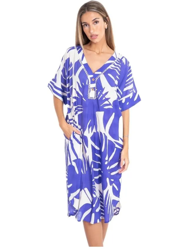 Isla Bonita By Sigris Lange Jurk Isla Bonita By Sigris Lange Midi-Jurk Blauw