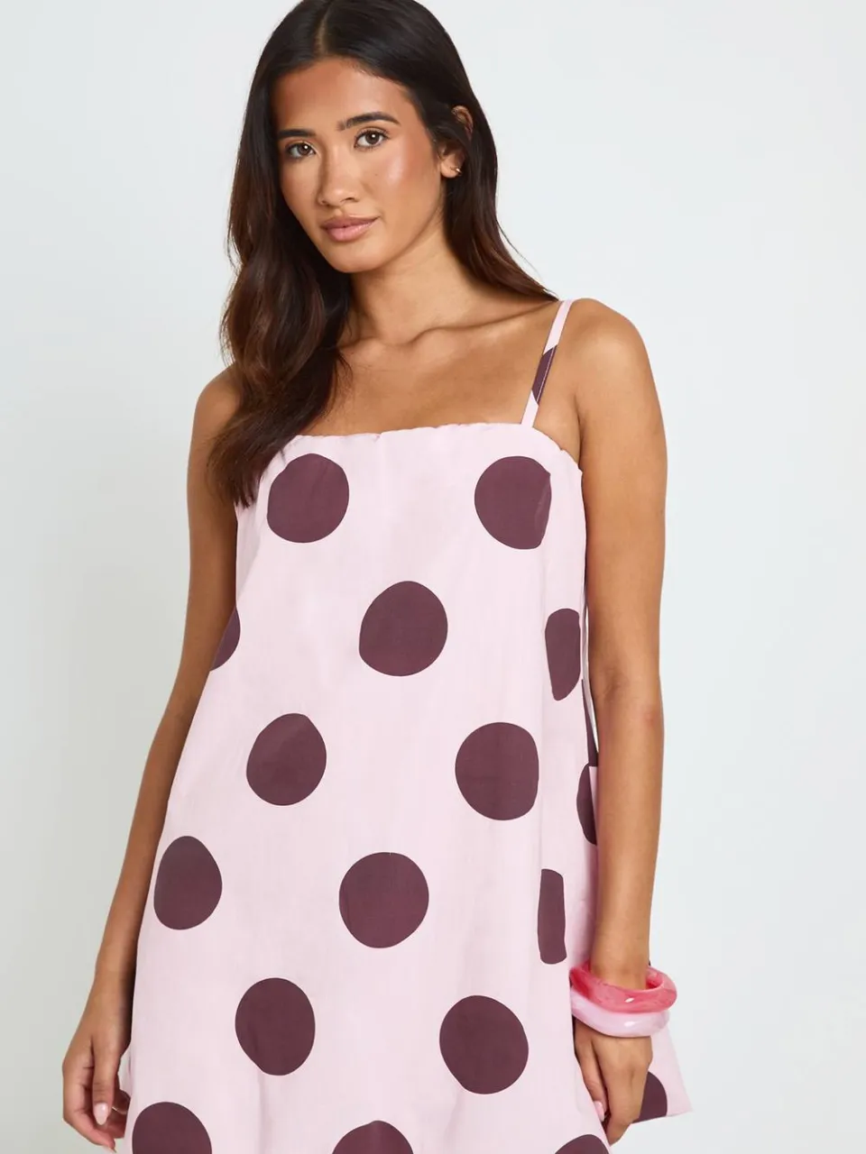 boohoo Dames Polkadot Puff Ball Mini Jurk roze, foto 3