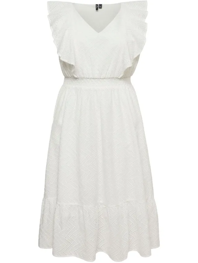 Vero Moda Curve Gesmokte jurk VMCANNA Midi-jurk Snow White 1