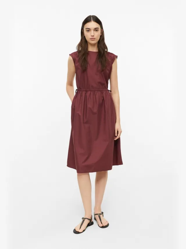 S.Oliver female - Midi-jurk met verstelbare taille en steekzakken bordeaux