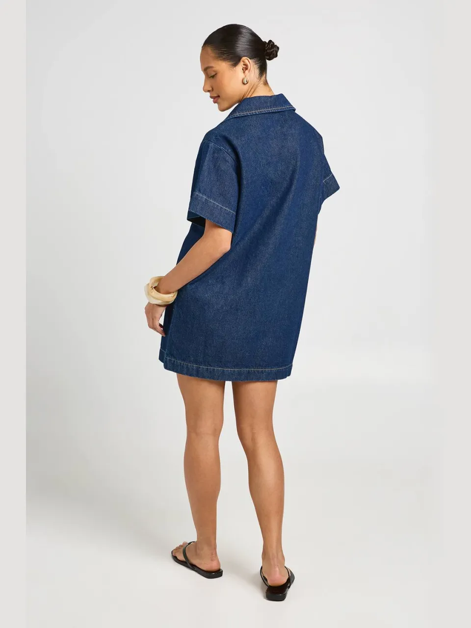 boohoo Dames Ruimvallende Denim Jurk Met Korte Mouwen, foto 2