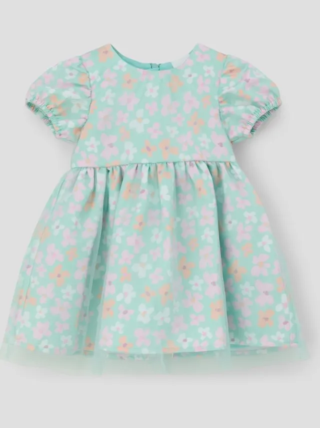 S.Oliver others - Jurk met ruches en all-over print licht turquoise