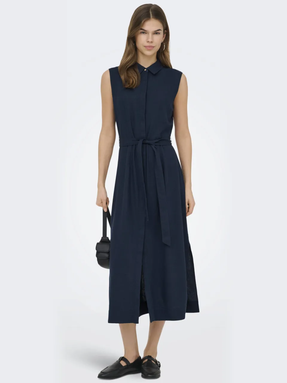 Only midi jurk donkerblauw