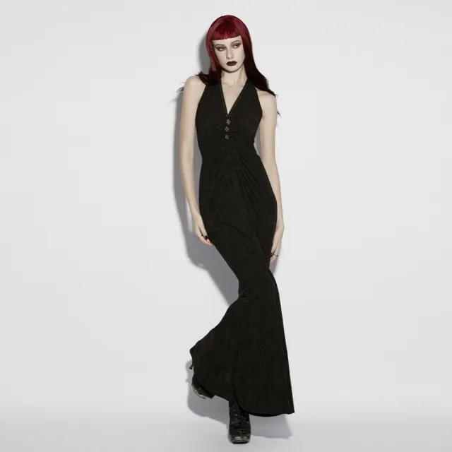 Punk Rave Midnight Siren Lange jurk - Zwart