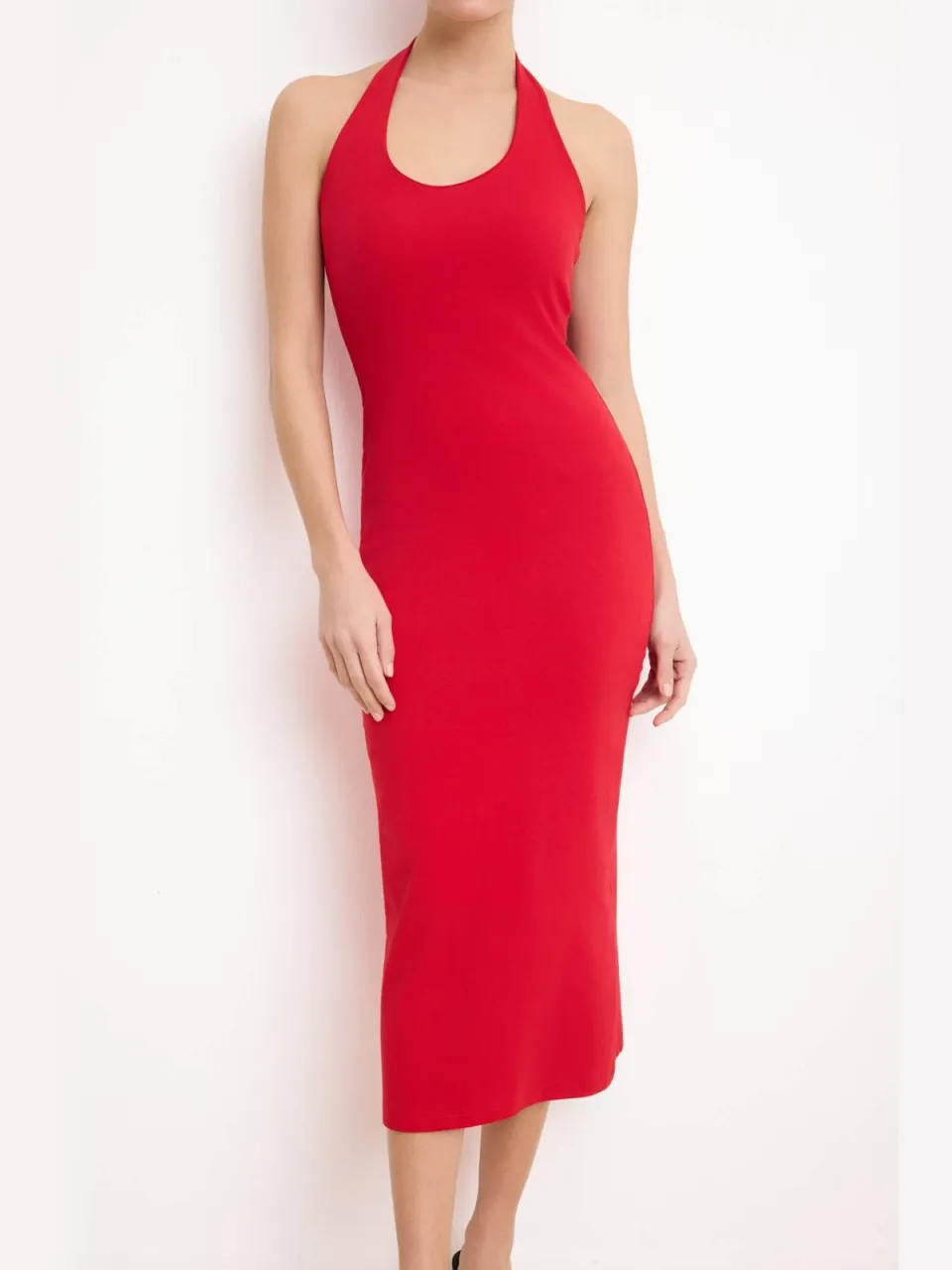 Trendyol TRENDYOLMİLLA Dames Rood Effen Midi Mouwloos Zakelijk Bodycon Jurken, foto 2