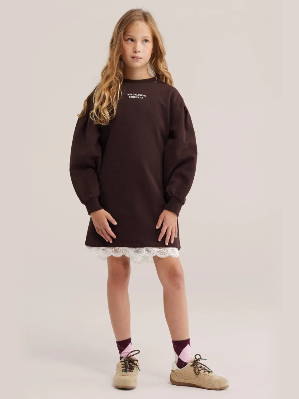 WE Fashion sweatjurk met tekst donkerbruin, foto 4