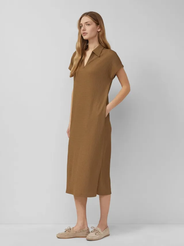 S.Oliver female - Gestructureerde jersey jurk met splitten oker