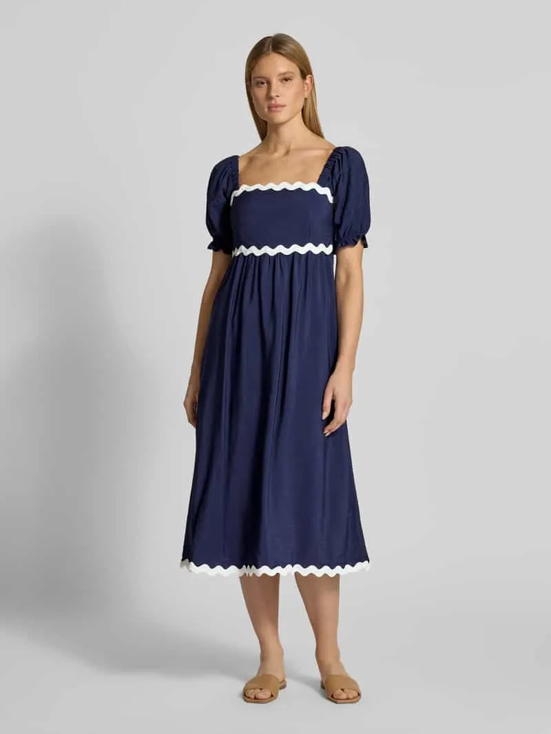 Apricot Tuniekjurk met vierkante hals Marineblauw