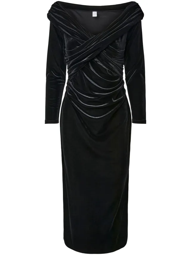 Yas maxi-jurk YASTVIMA LS OFF-SHOULDER Black1
