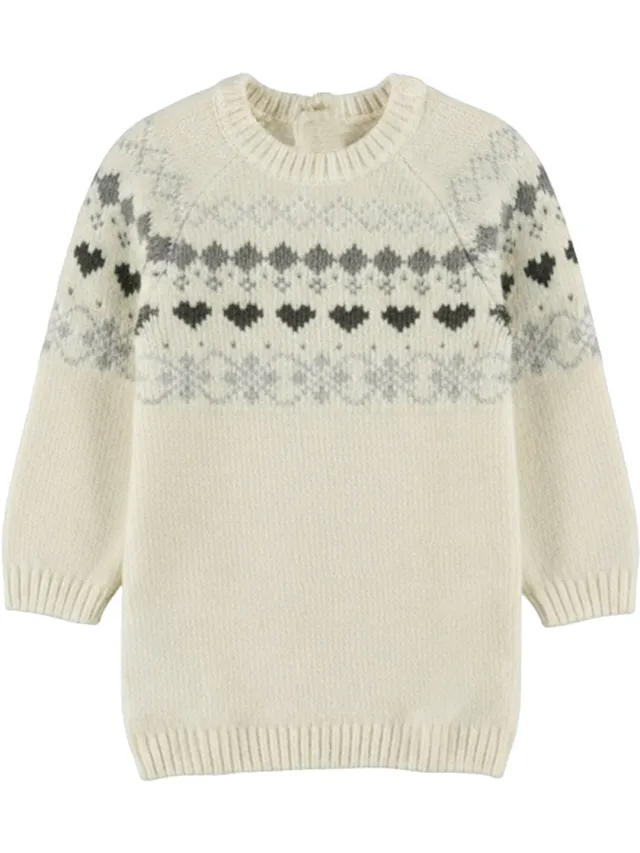 Dirkje Meisjes Gebreide Jurk - Antique white