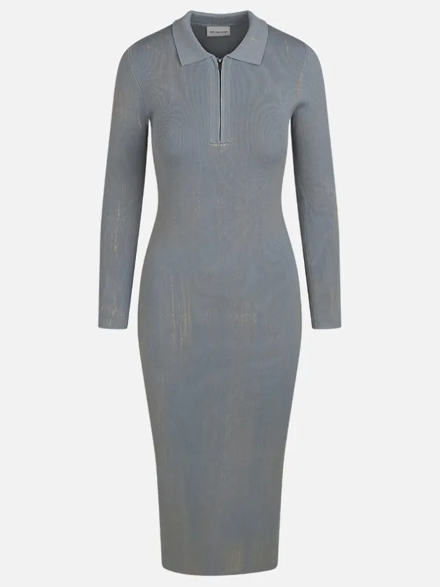 Off The Pitch Knitted Bodycon Mud Dress Ultimate Grey