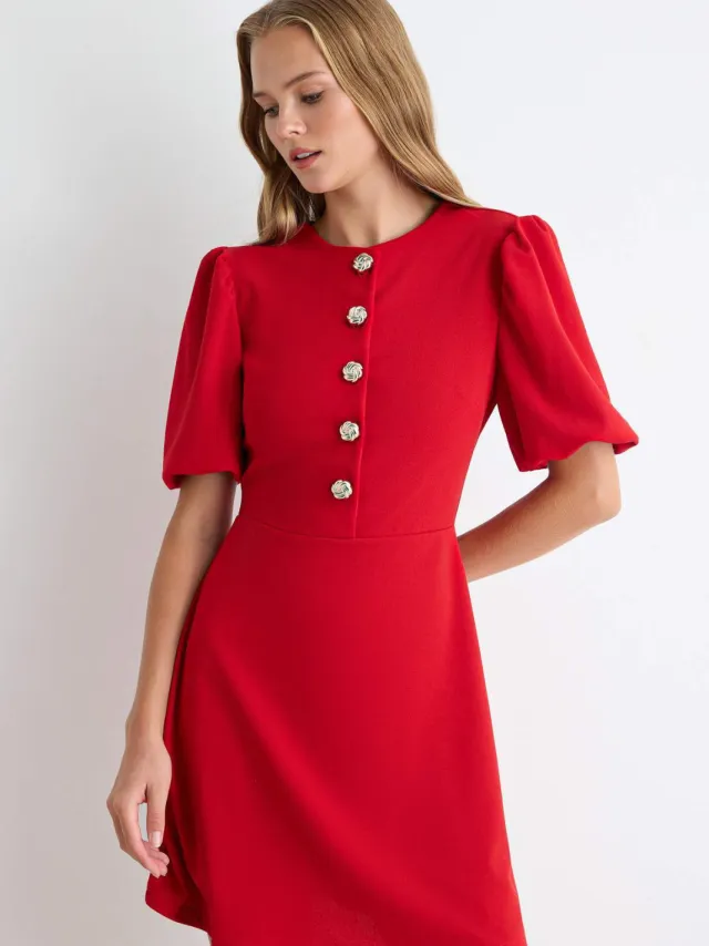 Trendyol TRENDYOLMİLLA Dames Rood Effen Kort / Mini Kort A-lijn Jurken