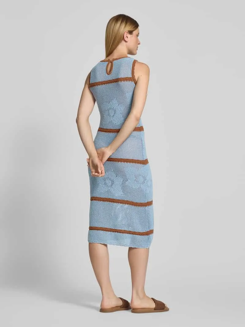 Jake*s Casual Tricotjurk met ronde hals en contraststrepen bleu, foto 3