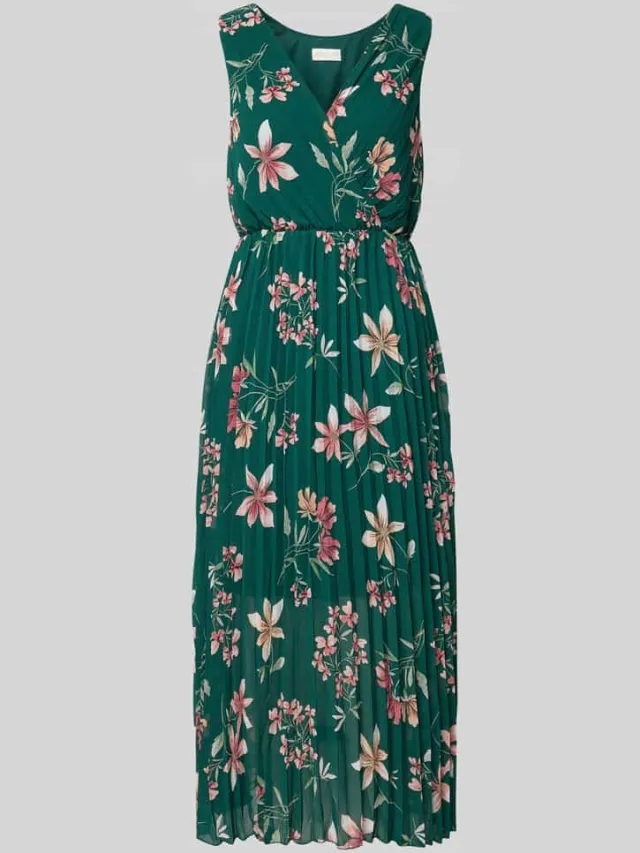 Apricot Midijurk met plooien en V-hals groen, foto 2