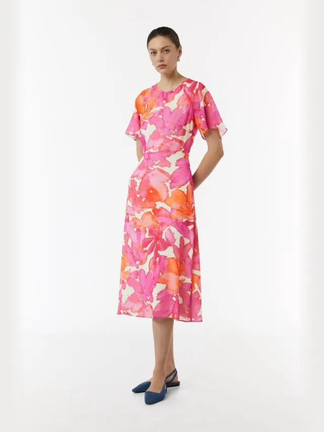 Comma female - Midi-jurk met all-over print roze