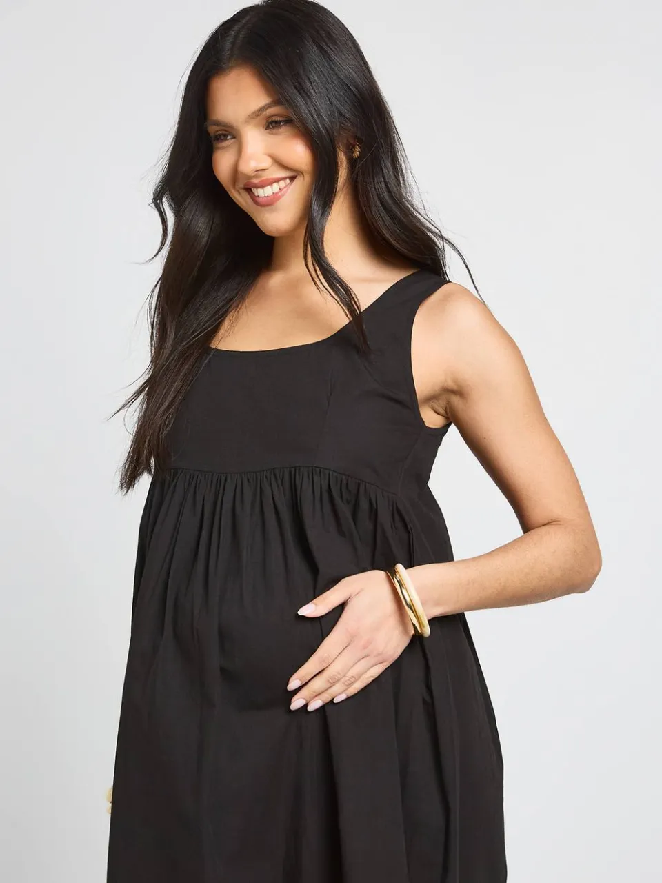 boohoo Dames Zwangerschaps Maxi Jurk Met Vierkante Hals zwart, foto 2