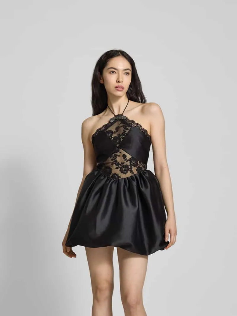 Self-Portrait Mini-jurk met halter Zwart