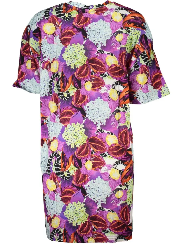 Cavalli Class Bloemmotief Mini T-shirt Jurk Ca26767 paars, foto 2