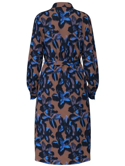 Vila Vidogma ria ls mid calf shirt dres dessin bruin, foto 2