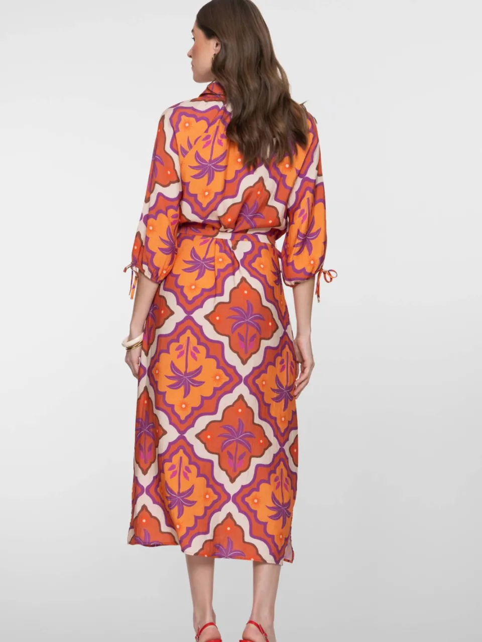 Geisha blousejurk met all over print oranje, foto 5