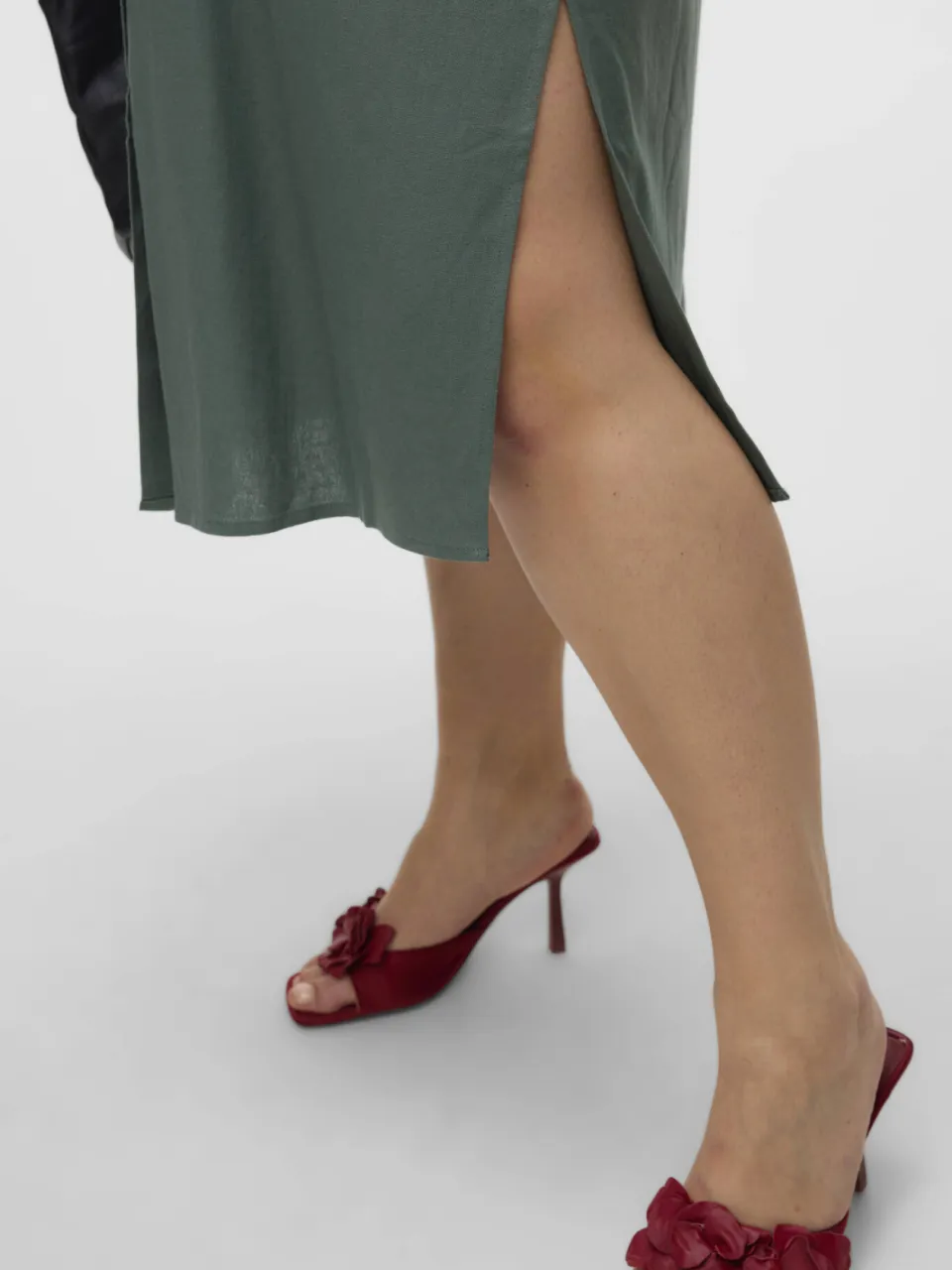 Vero Moda CURVE linnen gestreepte blousejurk groen, foto 6