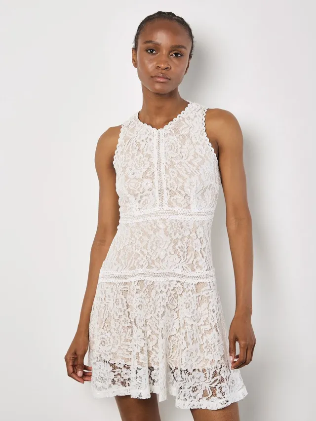 Apricot Lace Skater Mini Dress Wit