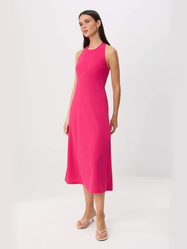 Trendyol TRENDYOLMİLLA Dames Roze Effen Midi Mouwloos A-lijn Jurken Fuchsia