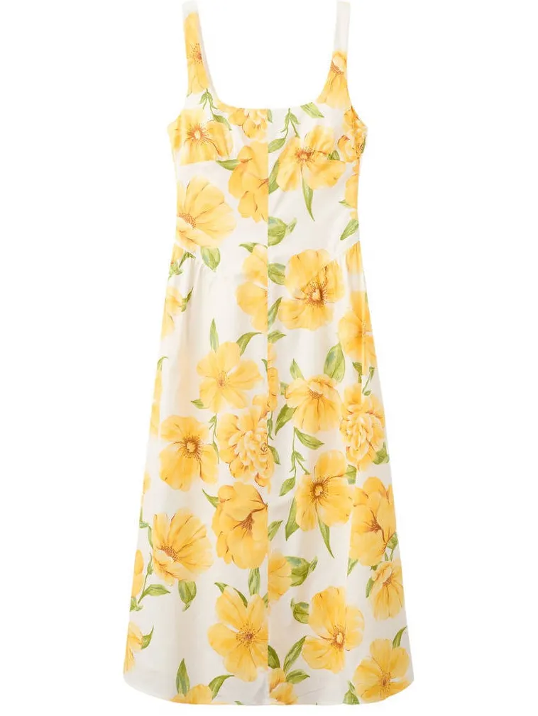 Mango gebloemde midi jurk - geel, foto 2