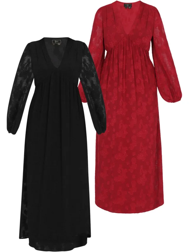 Mo dress 2-Pack zwarte bordeaux