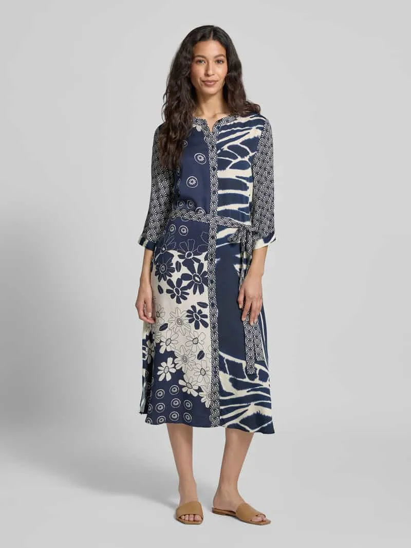 Milano Italy Midi-jurk met ronde hals Marineblauw