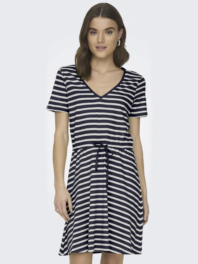 Only ONLMAY S/S V-NECK SHORT DRESS JRS NOOS - Dames - Mini jurken Night Sky