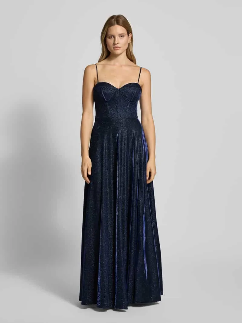 LUXUAR FASHION Avondjurk met hartvormige hals Donkerblauw