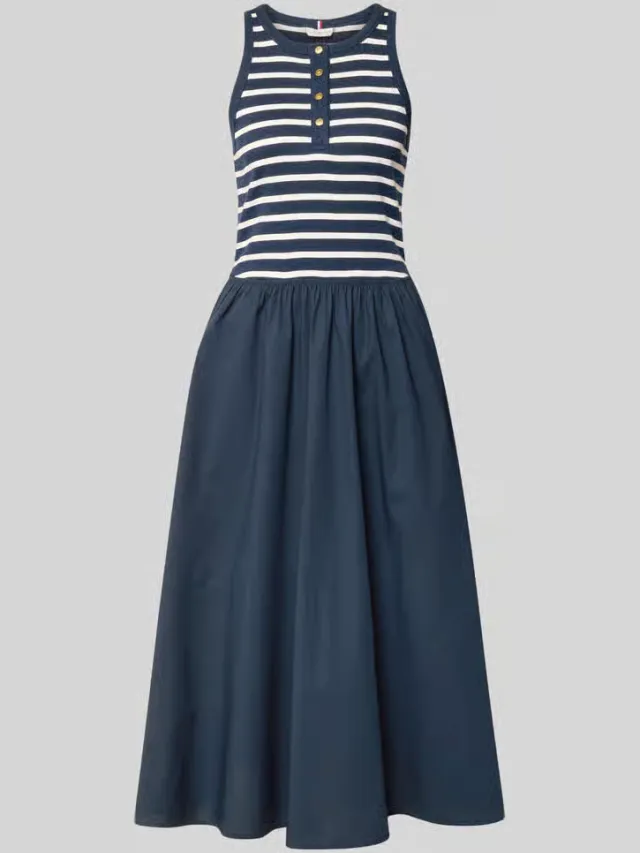 Tommy Hilfiger Gold Button poplin mix jurk marineblauw, foto 2